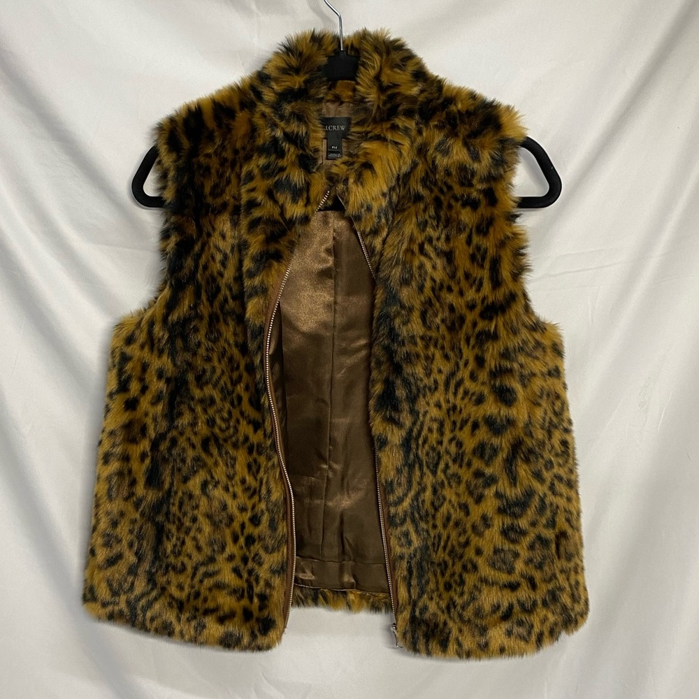 J.Crew Faux Fur leopard vest
